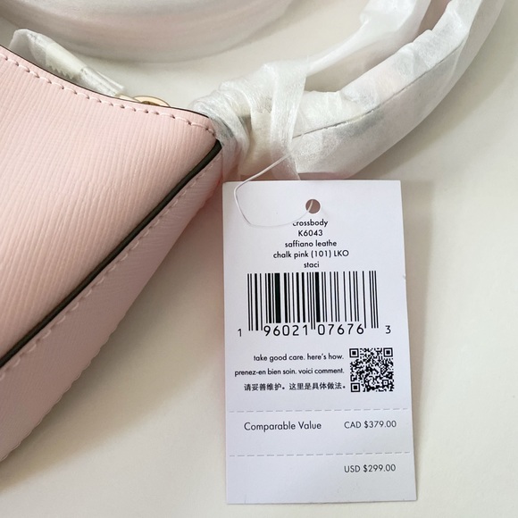♠️Kate Spade Staci Saffiano Small Half Moon Shoulder Crossbody Bag, Chalk Pink - Picture 7 of 10